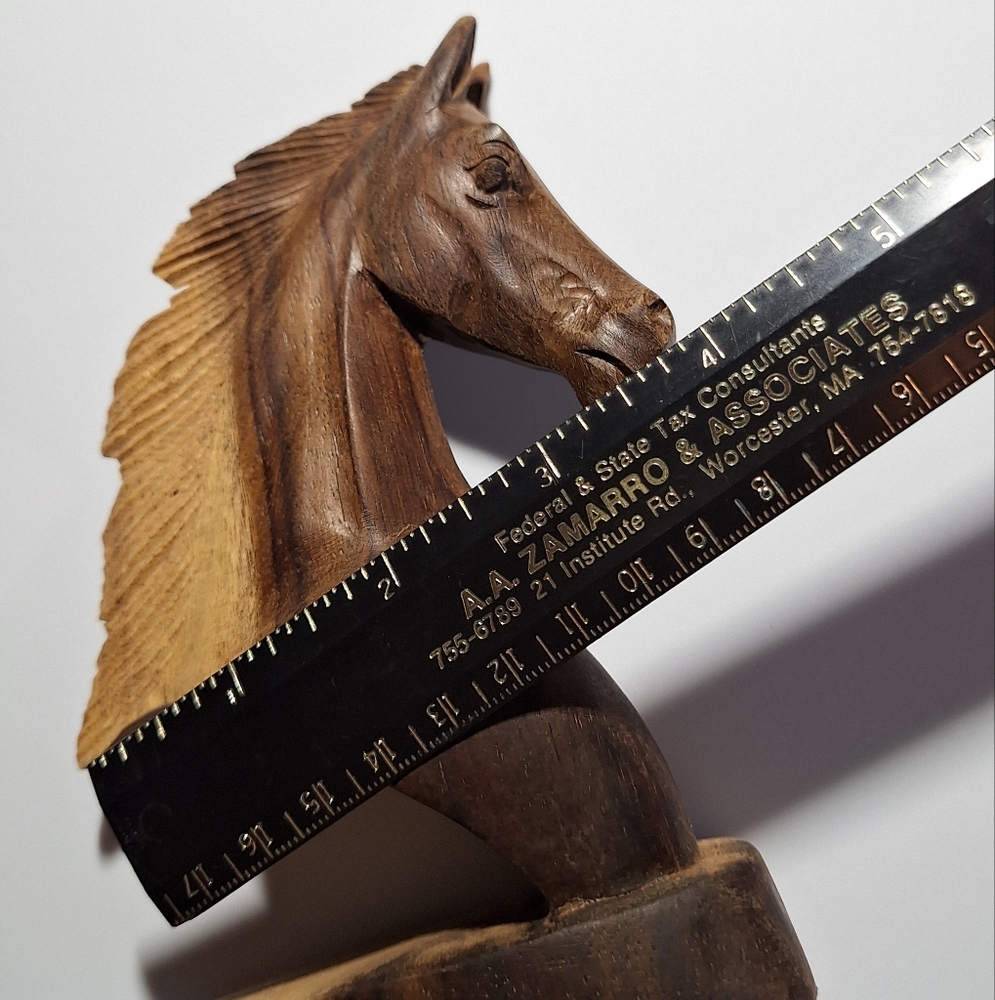 Vintage Hand Carved Teak Horse Head - Picture 8 of 12